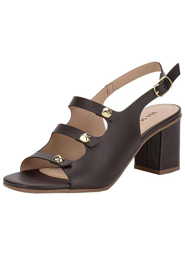 Via Scarpa - Sandália Feminina Salto Grosso Via Scarpa 176519119 - Café