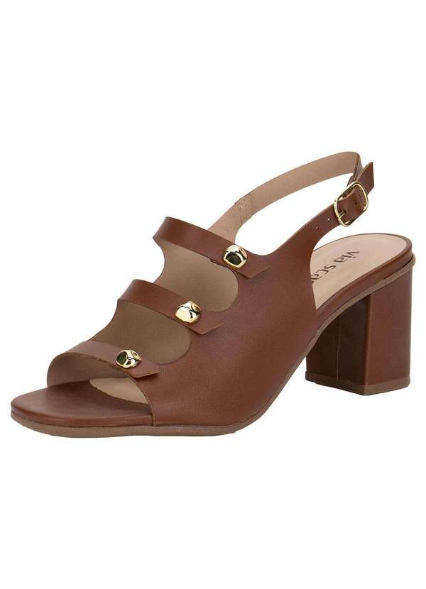 Sandália Feminina Salto Grosso Via Scarpa 176519119 Camel - Main Image
