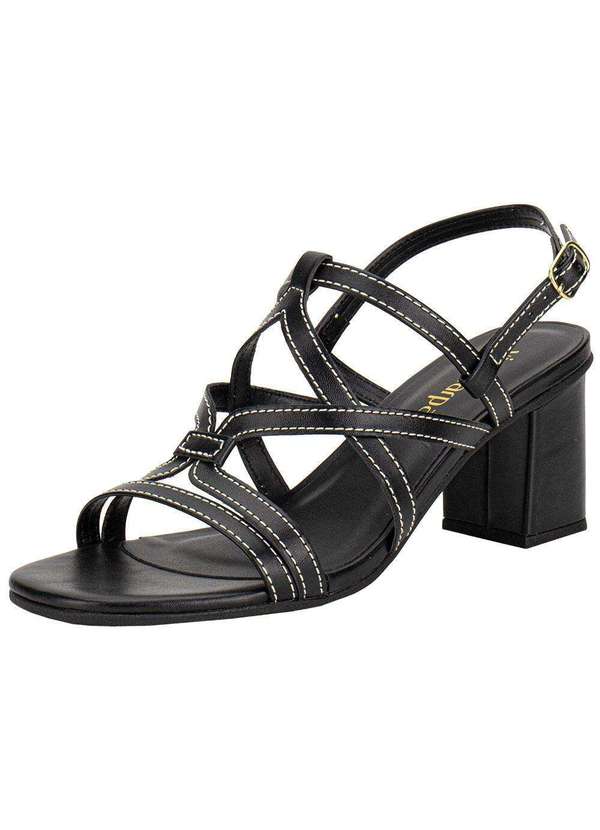 Via Scarpa Sandália Feminina Salto Grosso Via Scarpa 176519145 Preto