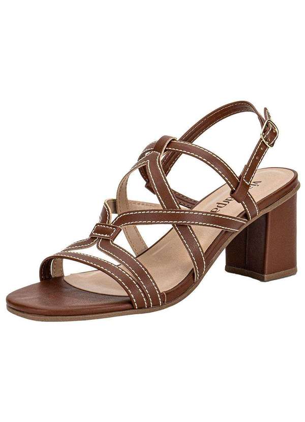 Via Scarpa - Sandália Feminina Salto Grosso Via Scarpa 176519145 - Camel 1