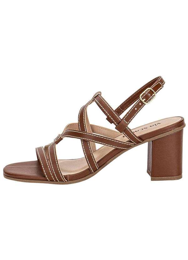 Via Scarpa - Sandália Feminina Salto Grosso Via Scarpa 176519145 - Camel 2