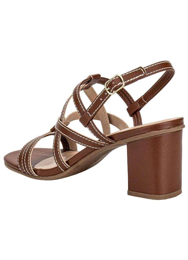 Via Scarpa - Sandália Feminina Salto Grosso Via Scarpa 176519145 - Camel 3