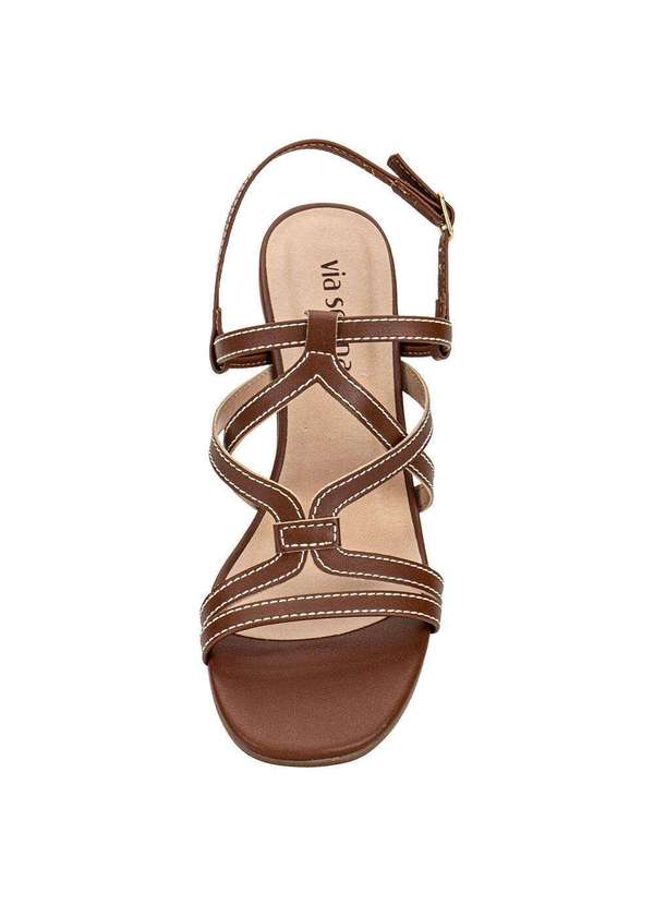 Via Scarpa - Sandália Feminina Salto Grosso Via Scarpa 176519145 - Camel 5