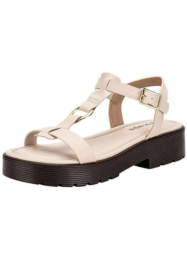 Via Scarpa - Sandália Feminina Salto Grosso Via Scarpa 177918865 Natural