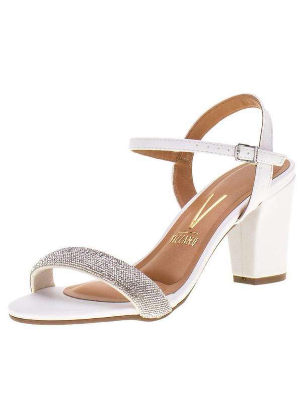 Vizzano - Sandália Feminina Salto Grosso Vizzano - 62621015 - Branco