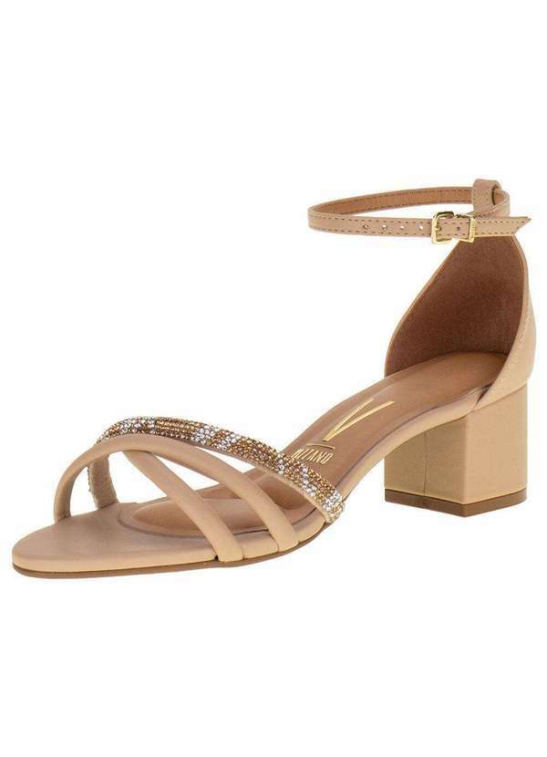 Vizzano - Sandália Feminina Salto Grosso Vizzano - 62911155 - Bege