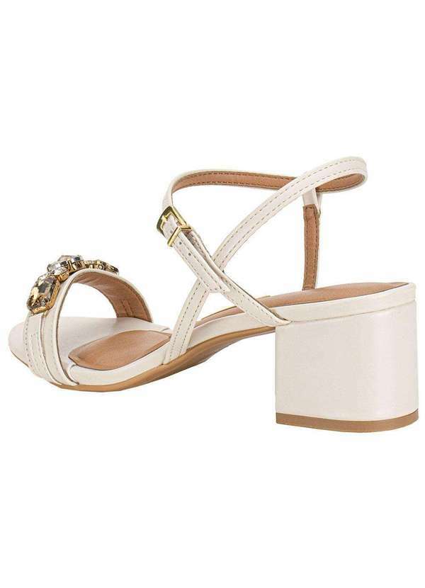 Vizzano - Sandália Feminina Salto Grosso Vizzano 62911716 Branco/Off 3