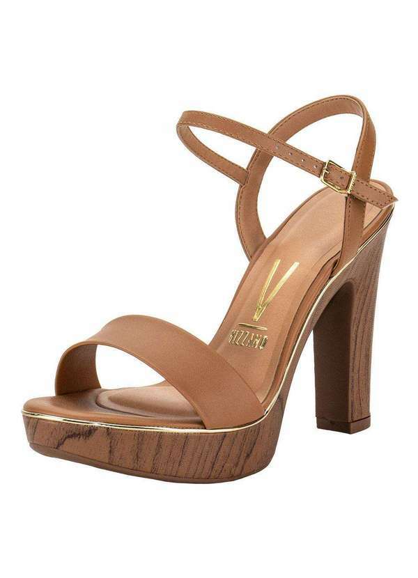 Vizzano - Sandália Feminina Salto Grosso Vizzano 6292300 - Camel