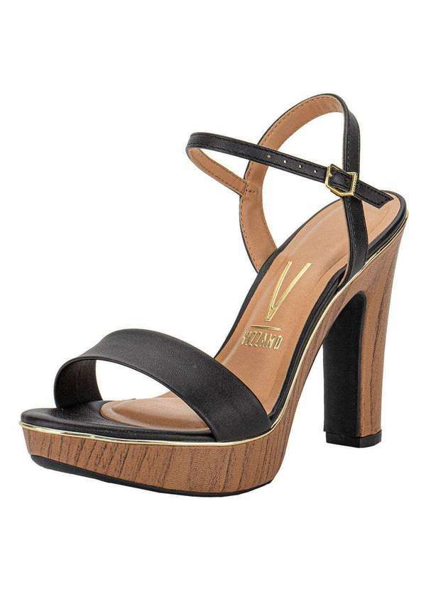 Vizzano - Sandália Feminina Salto Grosso Vizzano 6292300 - Preto/Camel