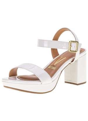 Vizzano Sandalia Vizzano Salto Grosso Branco Sandália Salto Grosso