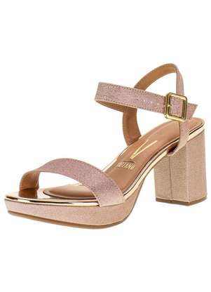 Sandália Feminina Salto Grosso Vizzano 6425110 Bronze Clovis