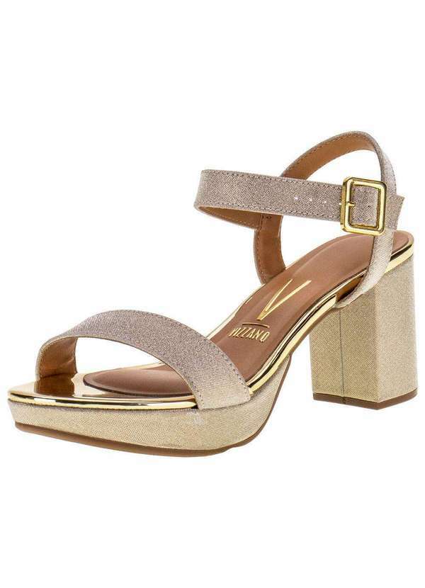 Vizzano - Sandália Feminina Salto Grosso Vizzano - 6425110 - Ouro