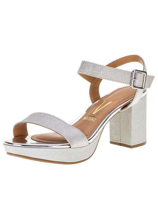 Vizzano - Sandália Feminina Salto Grosso Vizzano - 6425110 - Prata