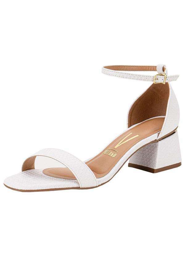 Vizzano - Sandália Feminina Salto Grosso Vizzano 6428104 - Branco