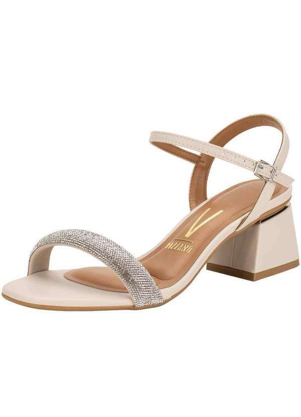 Vizzano - Sandália Feminina Salto Grosso Vizzano 6428139 - Marfim