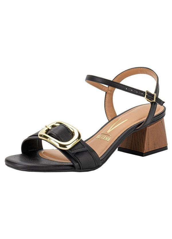 Vizzano - Sandália Feminina Salto Grosso Vizzano 6428142 - Preto/Camel