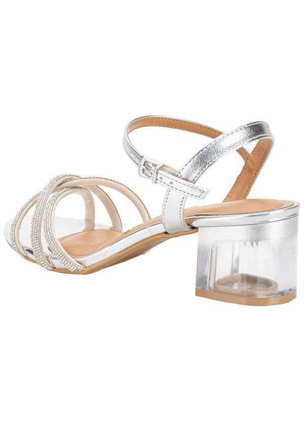 Vizzano - Sandália Feminina Salto Grosso Vizzano 6442112 Prata 3