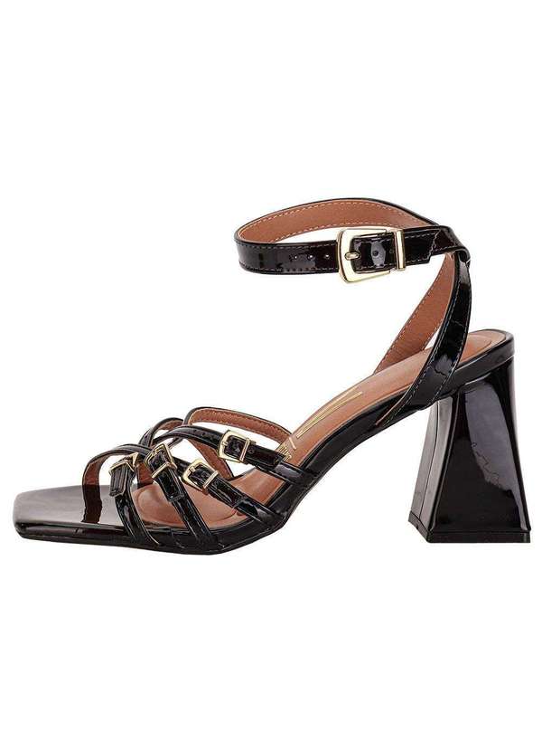 Vizzano - Sandália Feminina Salto Grosso Vizzano 6464140 - Verniz/Preto 2