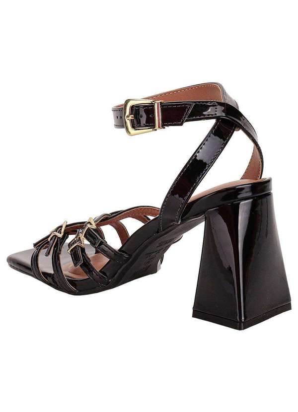Vizzano - Sandália Feminina Salto Grosso Vizzano 6464140 - Verniz/Preto 3