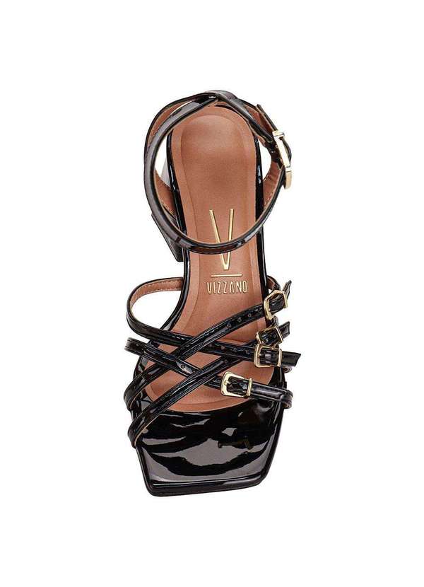 Vizzano - Sandália Feminina Salto Grosso Vizzano 6464140 - Verniz/Preto 5