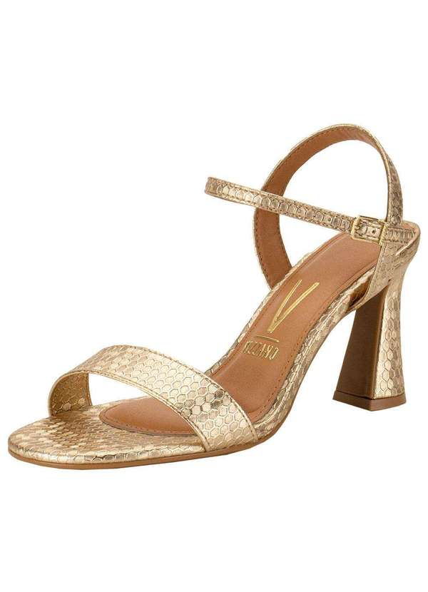 Sandália Feminina Salto Grosso Vizzano 6517200 Ouro Clovis