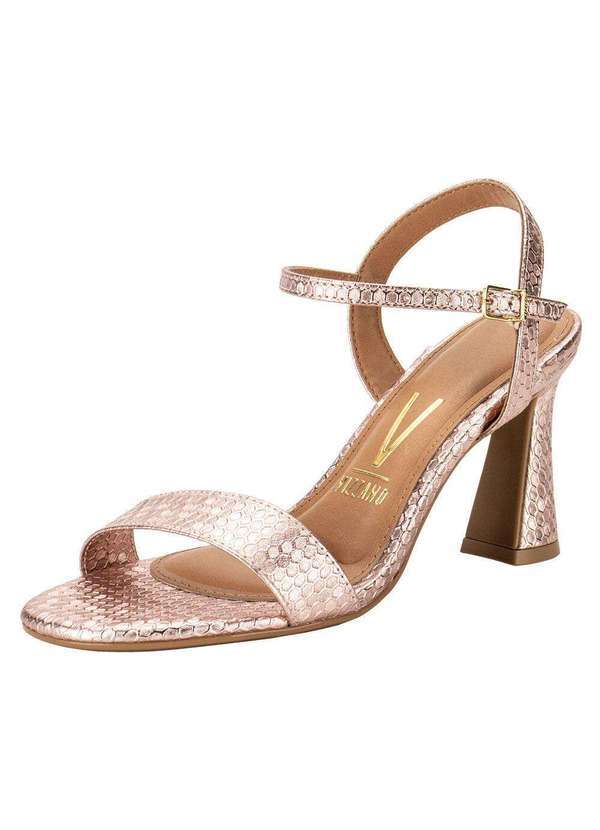 Vizzano - Sandália Feminina Salto Grosso Vizzano 6517200 - Ouro/Rosado