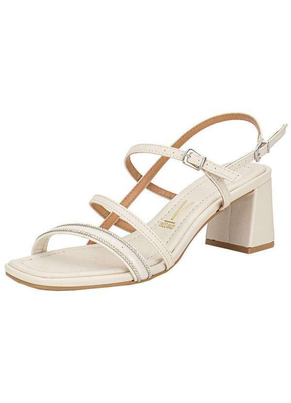 Vizzano - Sandália Feminina Salto Grosso Vizzano 6530108 - Marfim