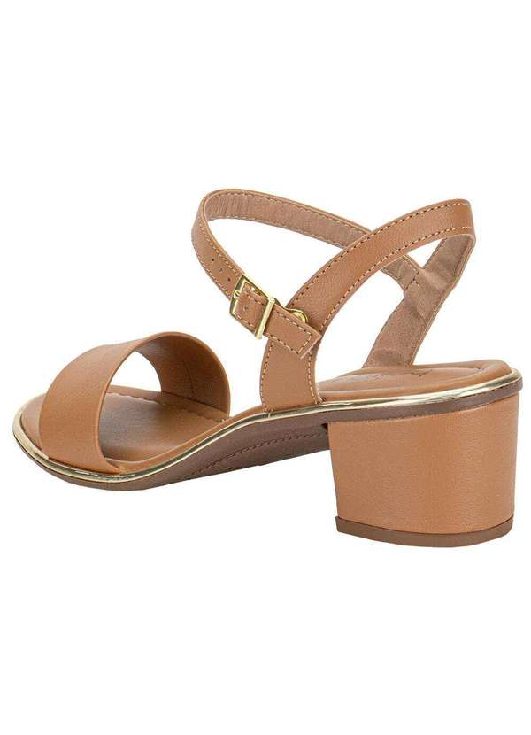 Beira Rio - Sandália Feminina Salto Médio Beira Rio - 8379203 - Camel 3