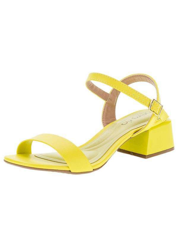 Beira Rio - Sandália Feminina Salto Médio Beira Rio - 8423203 - Amarelo