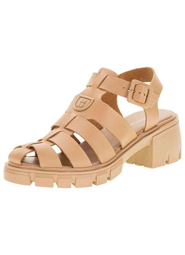 Bottero - Sandália Feminina Salto Médio Bottero - 339501 - Bege