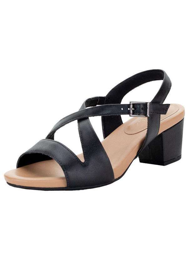 Usaflex - Sandália Feminina Salto Médio Usaflex - Y8213 - Preto