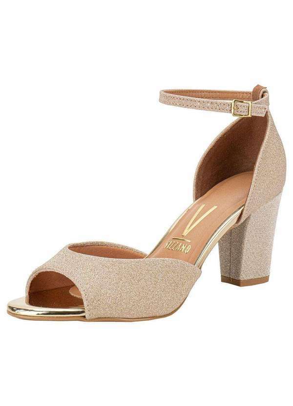 Vizzano - Sandália Feminina Salto Médio Vizzano - 6262206 - Dourado