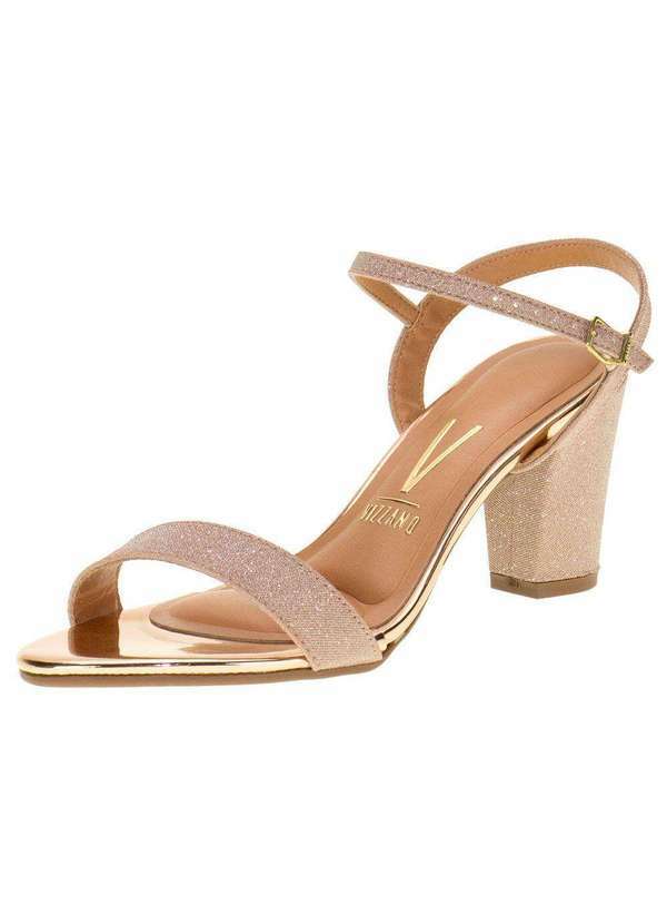 Vizzano - Sandália Feminina Salto Médio Vizzano - 6262474 - Bronze 01