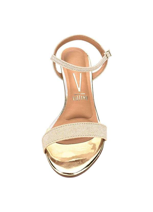 Vizzano - Sandália Feminina Salto Médio Vizzano - 6262474 - Dourado 01 5