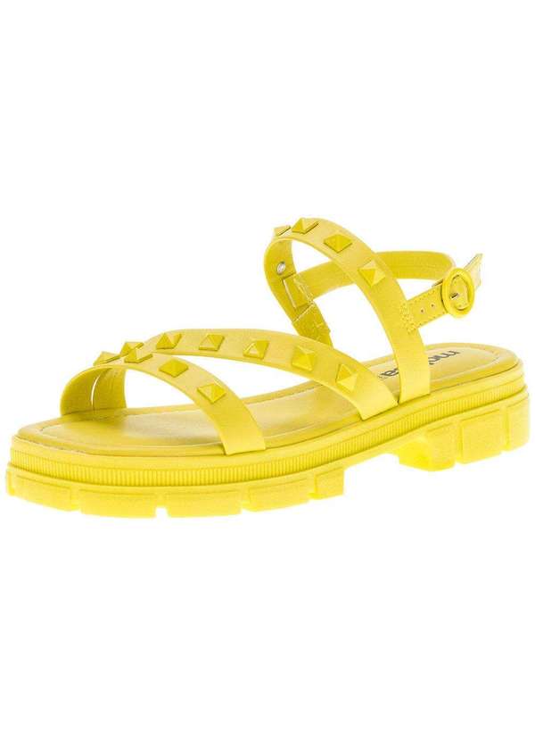 Moleca - Sandália Feminina Tratorada Moleca - 5475106 - Amarelo