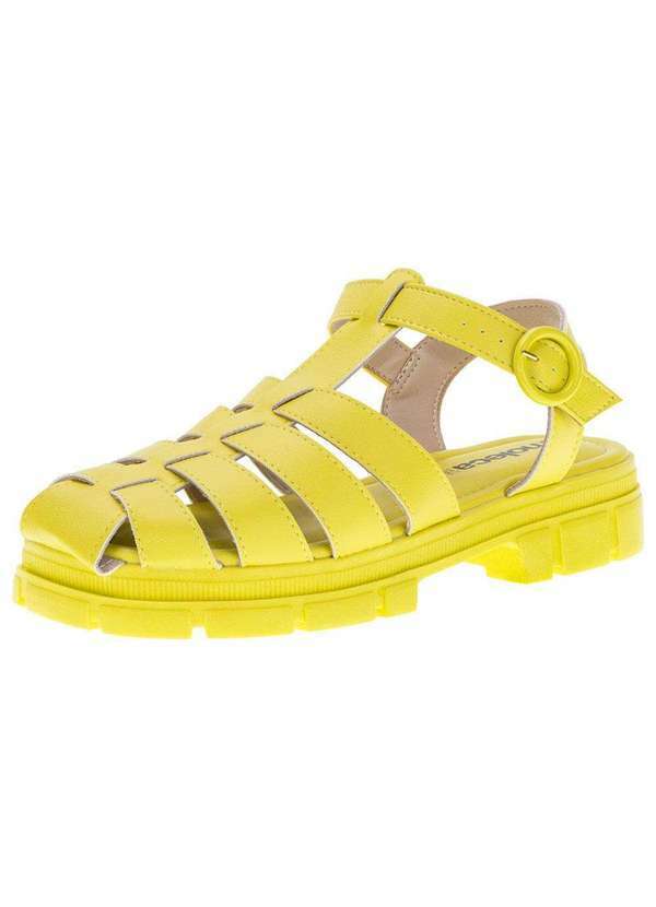 Moleca - Sandália Feminina Tratorada Moleca - 5475107 - Amarelo