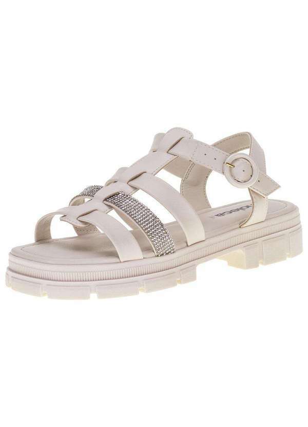 Moleca - Sandália Feminina Tratorada Moleca - 5475114 - Marfim