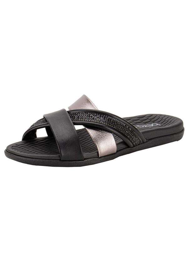 Beira Rio - Tamanco Feminino Flat Beira Rio 8544103 - Preto/Cinza 2