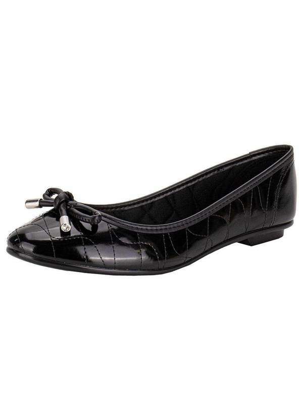 Moleca - Sapatilha Feminina Flat Moleca 50271482 - Verniz/Preto