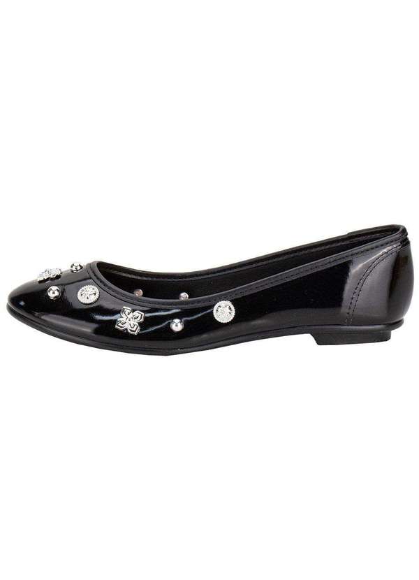 Moleca - Sapatilha Feminina Flat Moleca 50271485 - Verniz/Preto 2