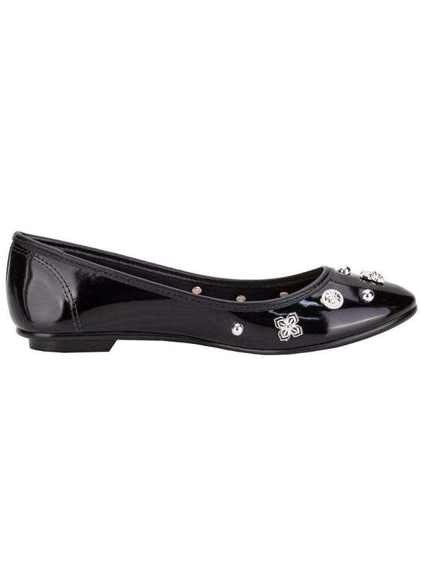 Moleca - Sapatilha Feminina Flat Moleca 50271485 - Verniz/Preto 5