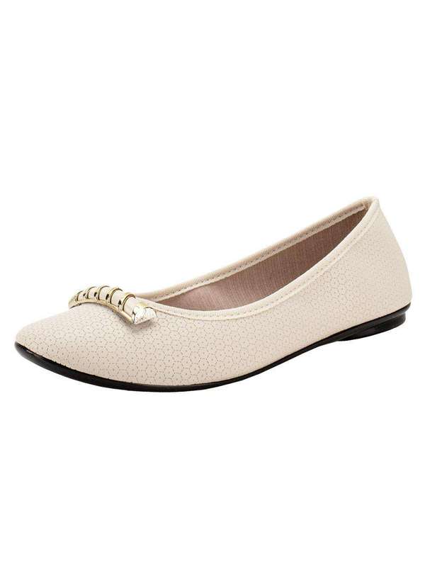 Moleca - Sapatilha Feminina Flat Moleca 5726138 - Marfim