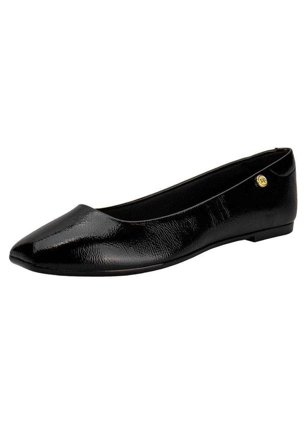 Moleca - Sapatilha Feminina Flat Moleca 5735215 - Verniz/Preto