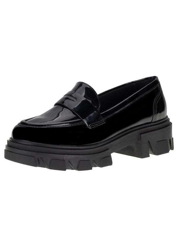 Via Marte - Mocassim Feminino Salto Grosso Via Marte - 238706 - Verniz/Preto