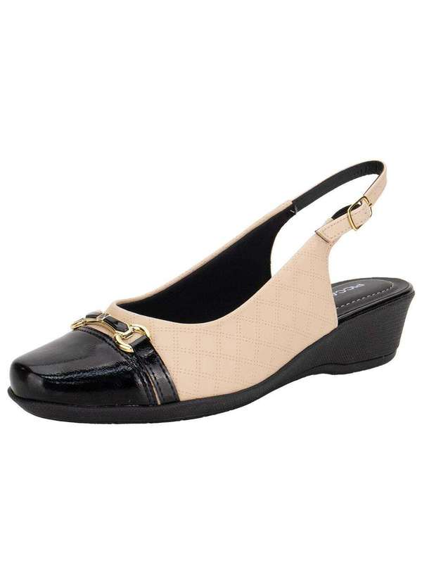 Piccadilly - Sapato Feminino Anabela Piccadilly 143246 - Bege/Preto