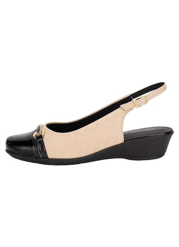 Piccadilly - Sapato Feminino Anabela Piccadilly 143246 - Bege/Preto 2