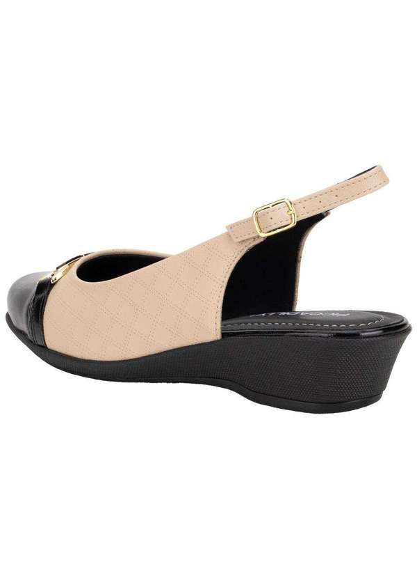 Piccadilly - Sapato Feminino Anabela Piccadilly 143246 - Bege/Preto 3