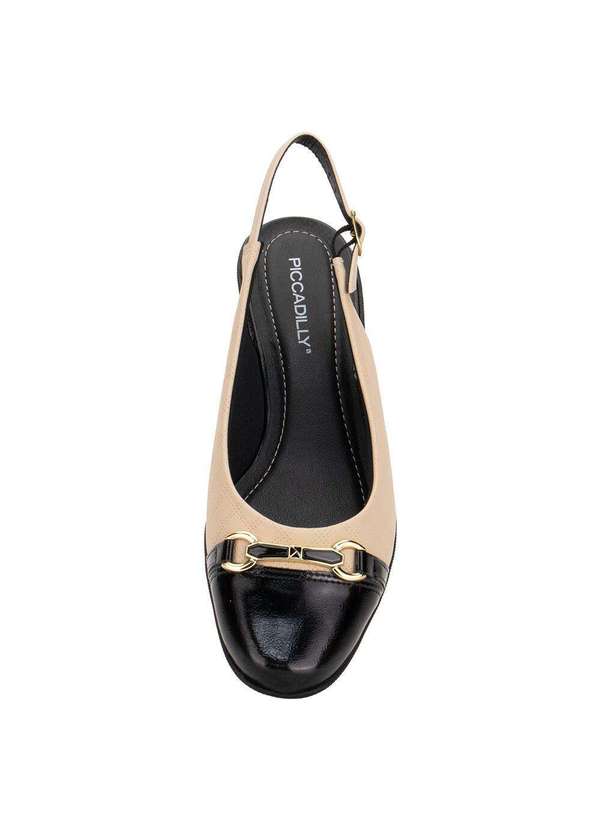 Piccadilly - Sapato Feminino Anabela Piccadilly 143246 - Bege/Preto 5