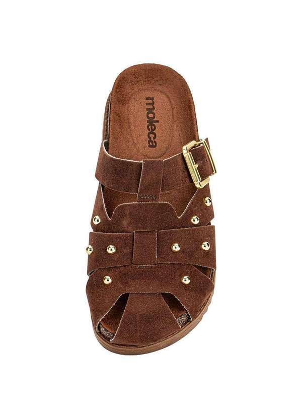 Moleca - Sapato Feminino Mule Flat Moleca 5500118 Café 4