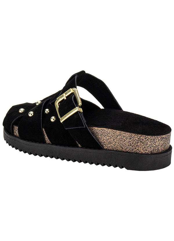 Moleca - Sapato Feminino Mule Flat Moleca 5500118 Preto/Camurça 3